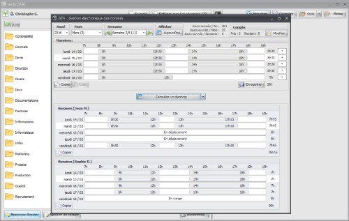 Gestion des horaires :